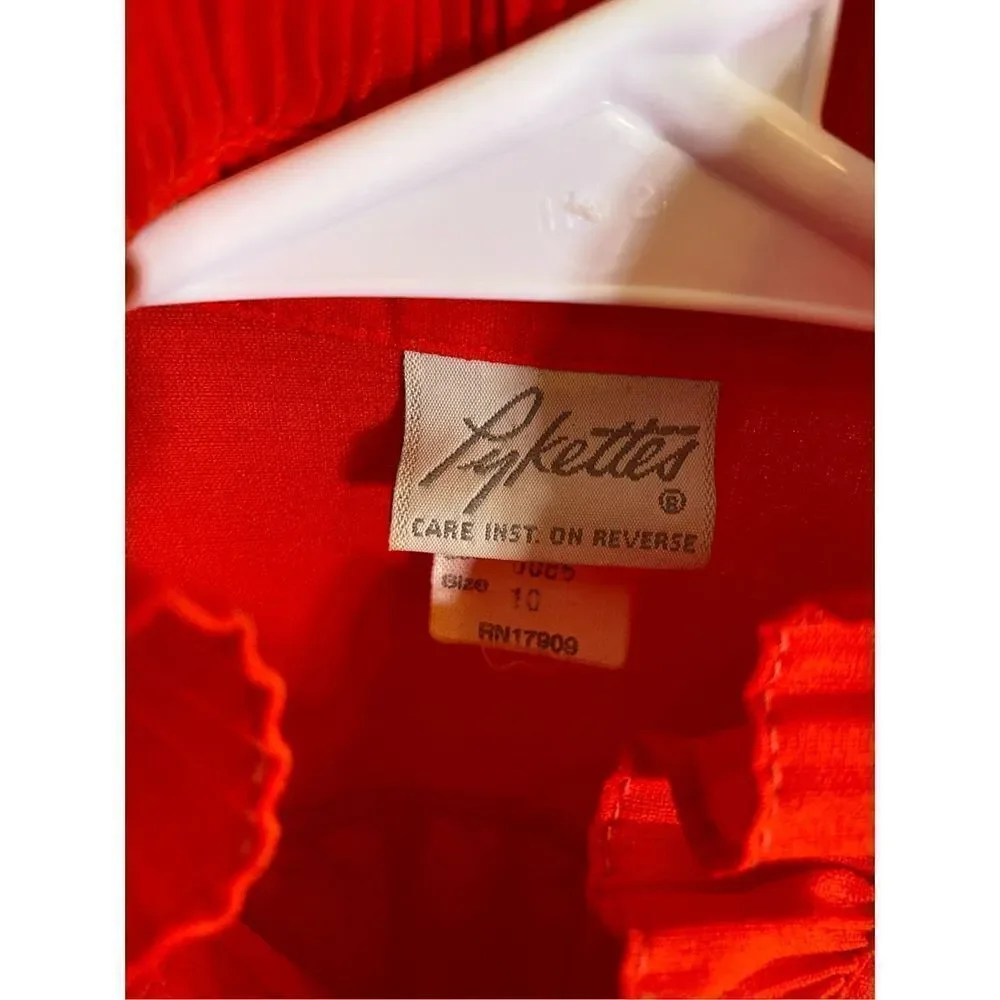 Vintage Pykettes Ruffled Red Button Down - Picture 3 of 5